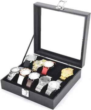 Watch Box Case Watch Organizer Watches Display Storage Organizer Classic Wood Watch Box Case Clear Top Bangle Jewelry Collection Holder Watch Storage Boxes Watch Display Box