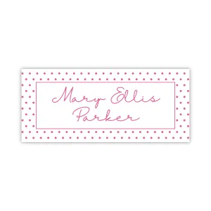 Water Resistant Name Labels - Dark Pink Polka Dots