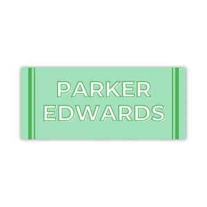 Water Resistant Name Labels - Green Crayon