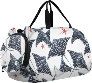 Watercolor Stingray Fish Sports Duffle Bag for Girls Boys, Gym Bag with Shoe Compartment, Kids Travel Overnight Weekender Shoulder Bags