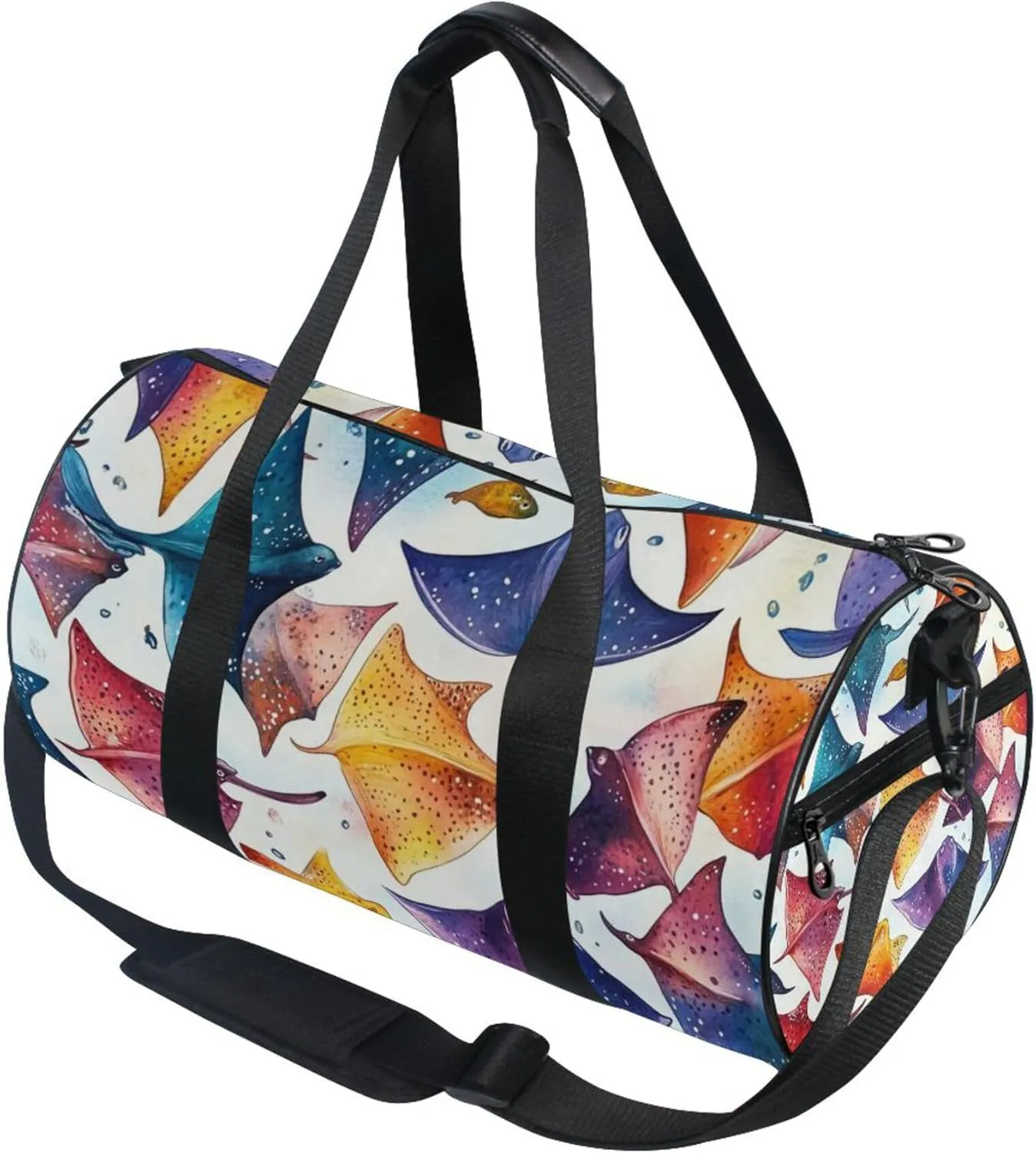 Watercolor Stingray Gym Duffle Bag Women Men Sports Fitness Bag for Travel Workout Gymnastics Dance Ballet