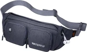 WATERFLY Fanny Pack Waist Bag: Travel Hip Pouch Bum Bag Plus Size Crossbody Fannie Pack Adjustable Belt Waistpack Phanny Fannypack for Man Woman Hiking Walking Jogging