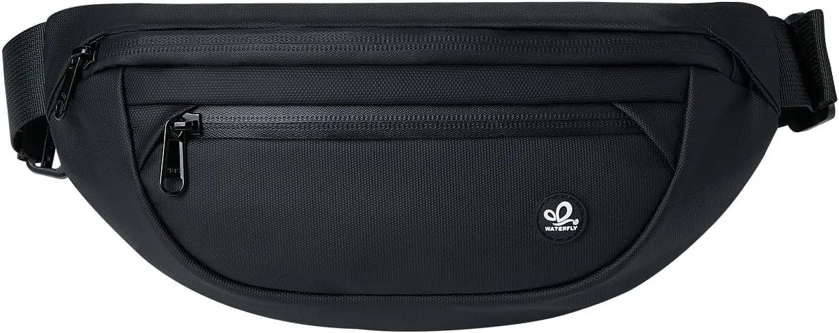 WATERFLY Fanny Pack Waist Packs: Small Waist Bag for Women Men Fashion Crossbody Belt Bags for Hiking Running Travel Walking-Black