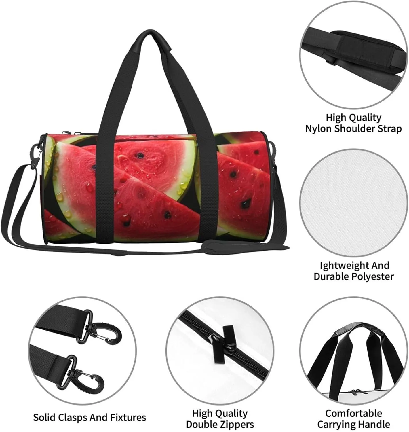 Watermelon beautiful Travel Duffle Bag for Men Women Sport Gym Bag Foldable Weekender Bag Carry on Overnight Bag for Travel Swimming Basketball