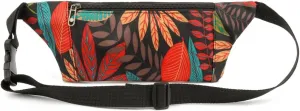 Waterproof Crossbody Bags,Waist Packs for Women and Men for Travel Running Sports Outdoors. (Black-Leaf)