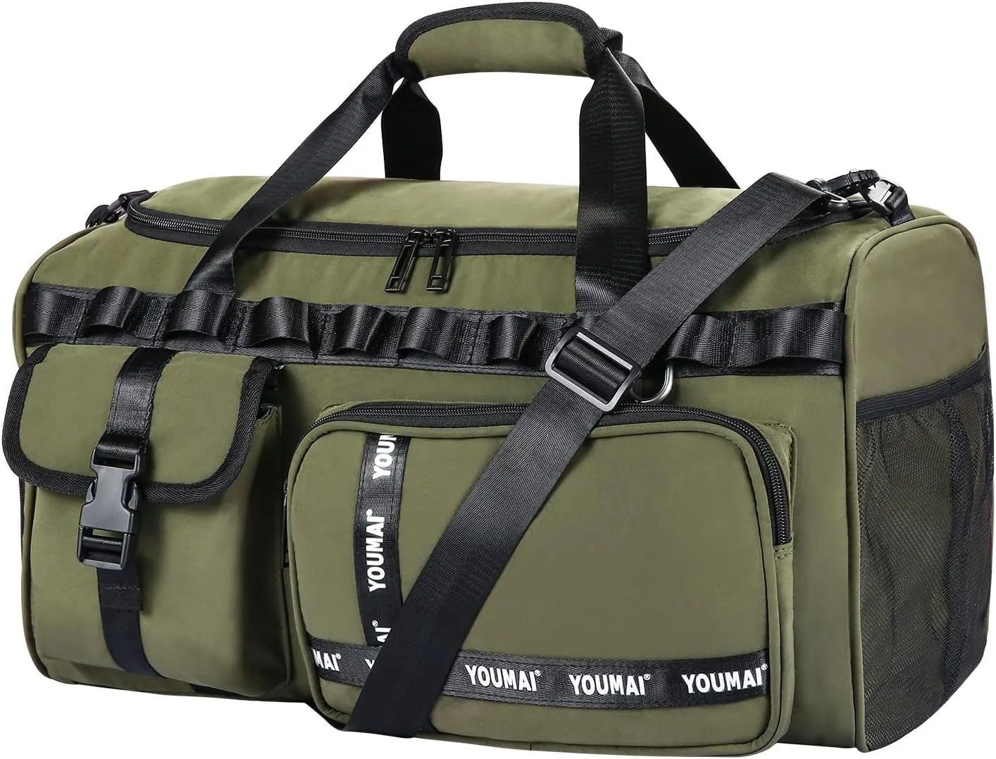 Waterproof Duffle Bag Travel, 40L Large Duffel Bag for Men Women, Dry Wet Compartments Zipper Closer 2 in 1 Backpack Shoulder Carry Gym Weekender Bag for Mountain Camping Airline Hiking