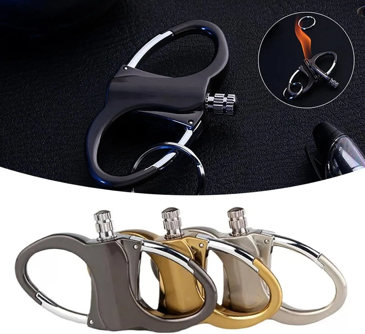 Waterproof Rechargeable Mini Keychain Lighter, Metal Keychain Reusable Survival Lighter for Cars and Houses Outdoor(2c)
