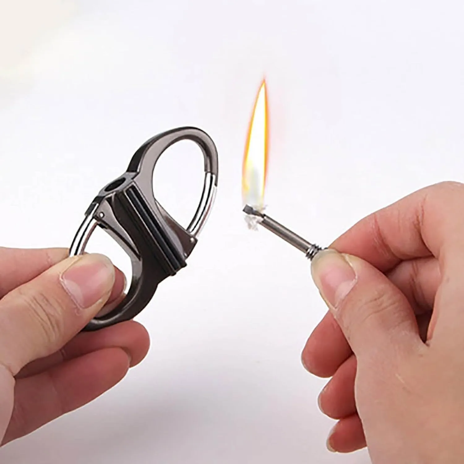 Waterproof Rechargeable Mini Keychain Lighter, Metal Keychain Reusable Survival Lighter for Cars and Houses Outdoor(2c)