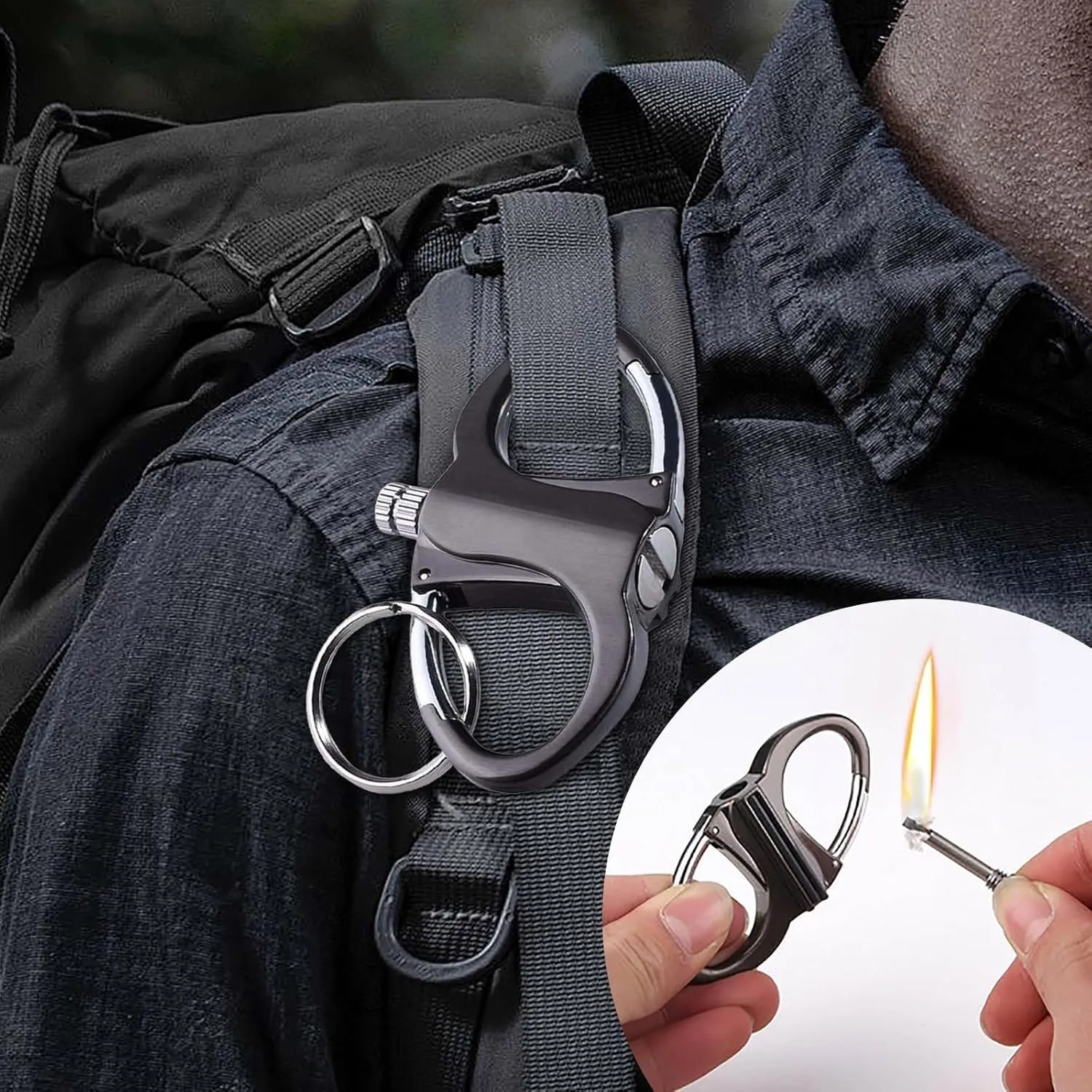 Waterproof Rechargeable Mini Keychain Lighter, Metal Keychain Reusable Survival Lighter for Cars and Houses Outdoor(2c)