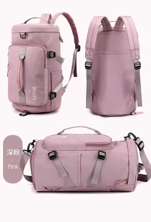 Waterproof Sports Backpack Lightweight Swim Gym Bag for Men & Women, Durable Travel Duffle with Shoulder Strap, Yoga Workout Beach Tote.Dark Pink
