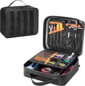 Waterproof Tactical MOLLE Utility Pouch, Multi-Purpose Tool Bag for Electronic, First Aid, Durable Leather Thermocompression Design, with Removable Binder and Divider, Black