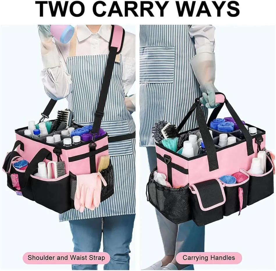 Wearable Cleaning Caddy Bag - Cleaning Supply Caddy with Handle and Adjustable Strap - Multi Pocket Cleaning Tool Organizers Under Sink Car Cleaning Tool Organizer Bag