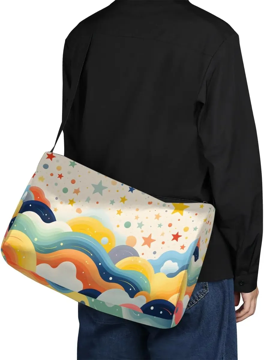 Weekend Bag Art Scenery Patterns Lightweight Carry On Duffel Bag Waterproof Gym Bag Pu Leather Duffle Bag for Workout Travel Sport