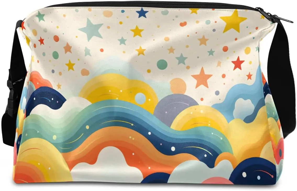 Weekend Bag Art Scenery Patterns Lightweight Carry On Duffel Bag Waterproof Gym Bag Pu Leather Duffle Bag for Workout Travel Sport