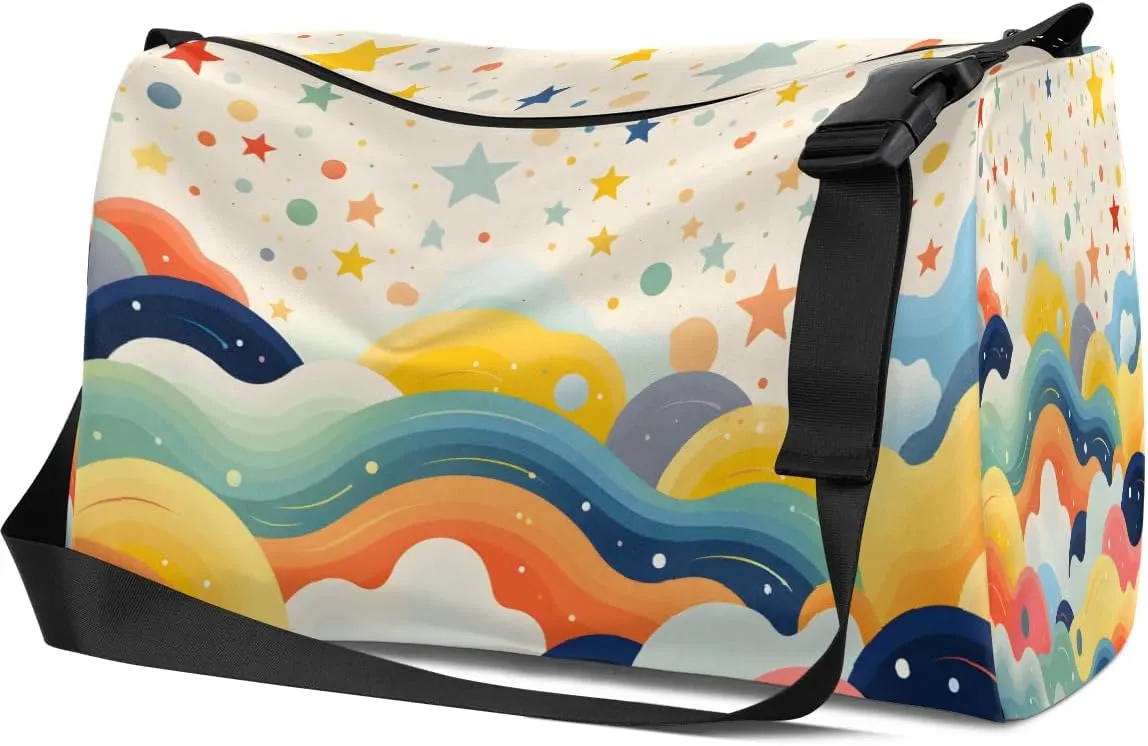 Weekend Bag Art Scenery Patterns Lightweight Carry On Duffel Bag Waterproof Gym Bag Pu Leather Duffle Bag for Workout Travel Sport