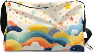 Weekend Bag Art Scenery Patterns Lightweight Carry On Duffel Bag Waterproof Gym Bag Pu Leather Duffle Bag for Workout Travel Sport
