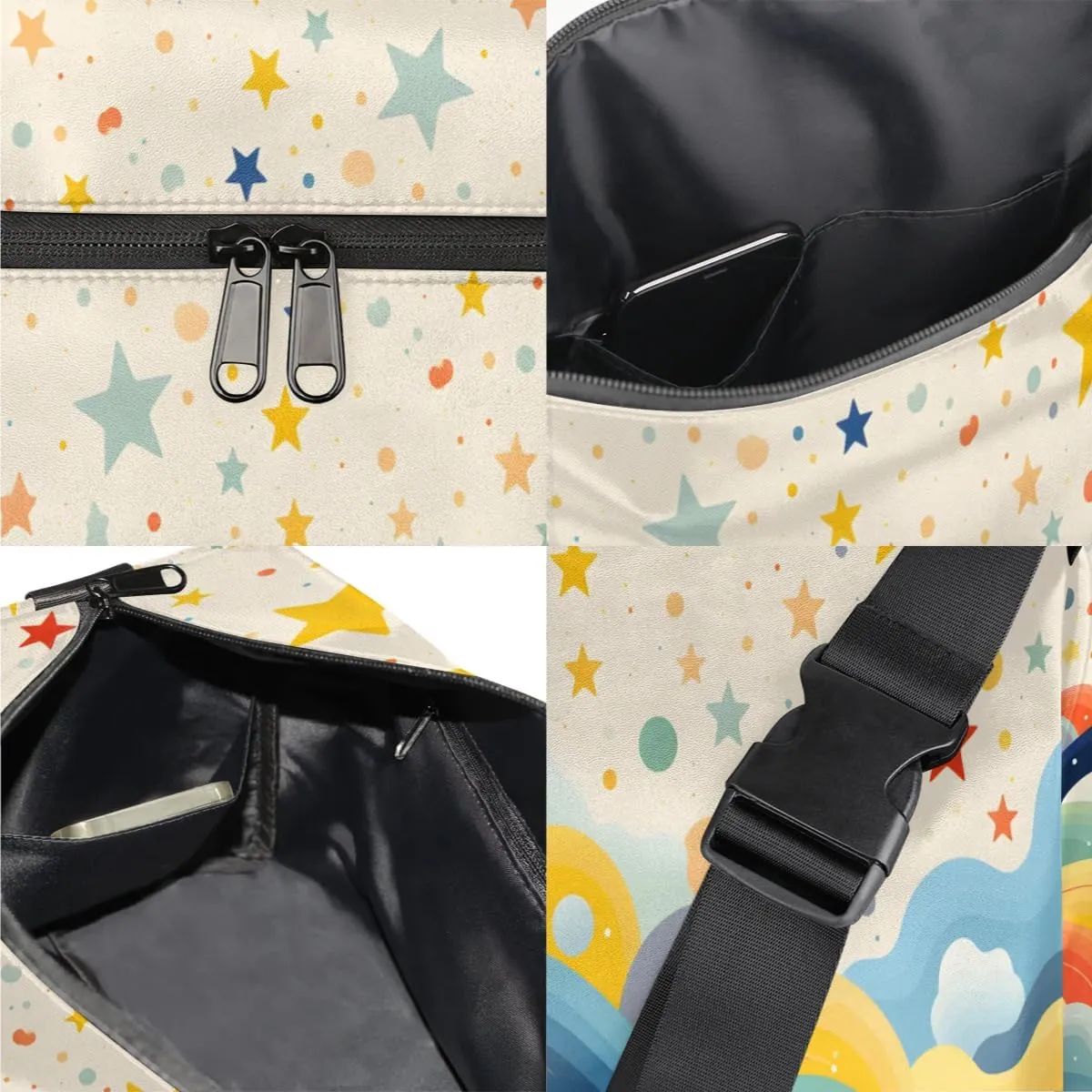 Weekend Bag Art Scenery Patterns Lightweight Carry On Duffel Bag Waterproof Gym Bag Pu Leather Duffle Bag for Workout Travel Sport