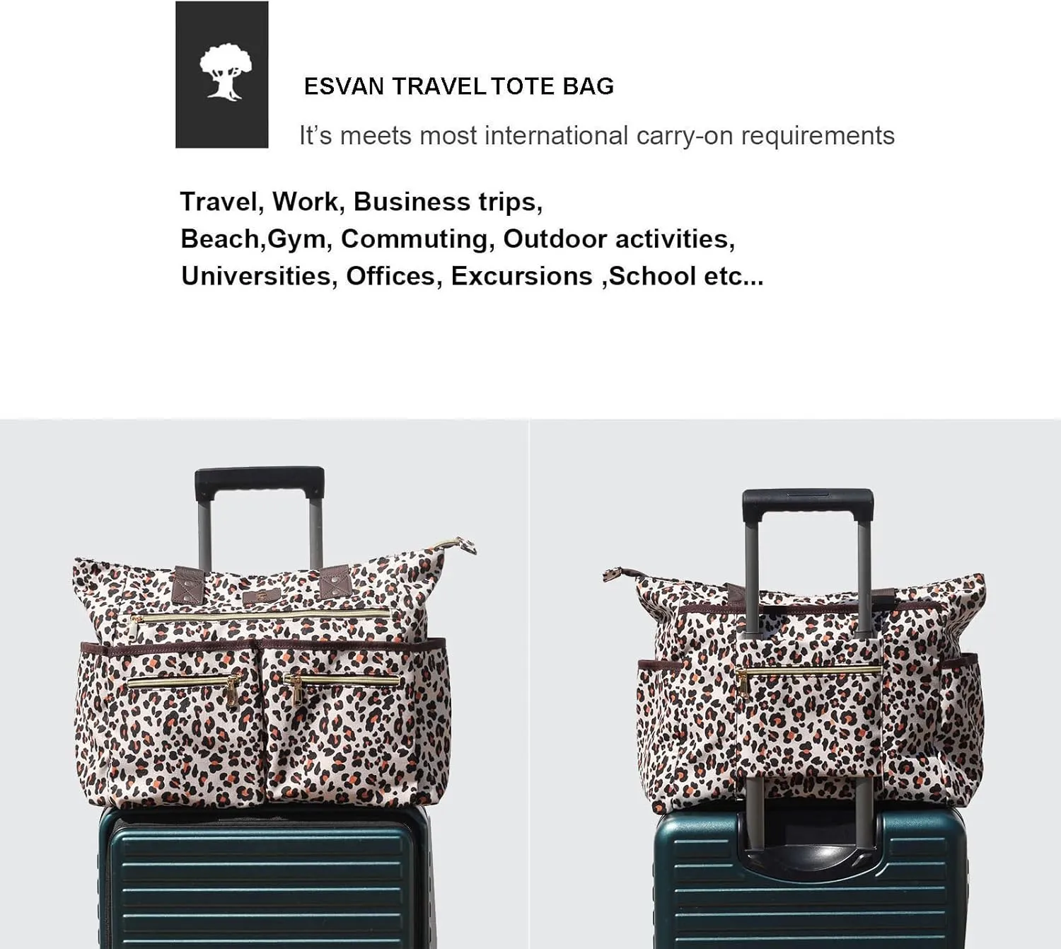 Weekender Bag Carry On Bag Overnight Tote Travel Duffle with 13 Pockets for Travel,Work，Gym,Beach,Teacher,Nurse