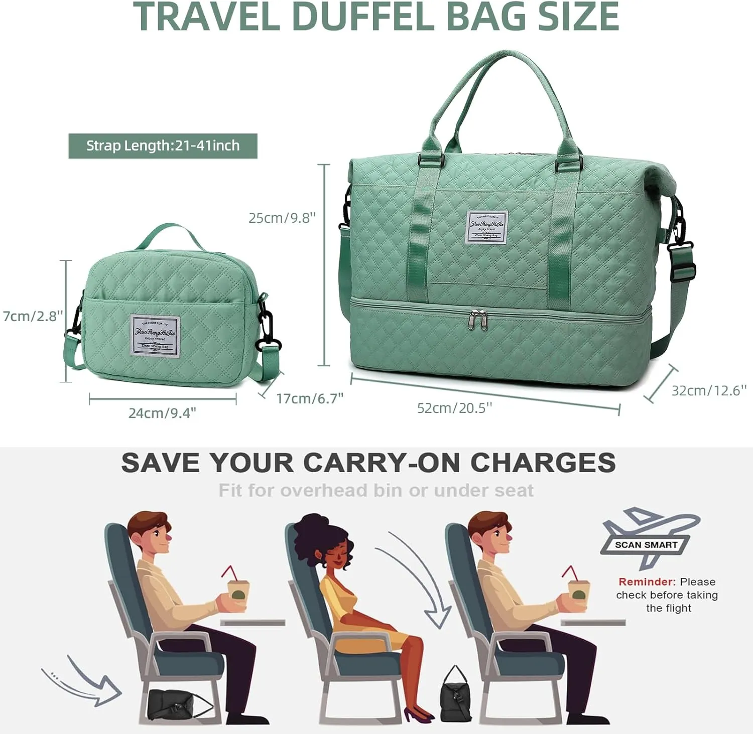 Weekender Bags for Women Travel Duffle Bag with Shoe Compartment Overnight Carry On Duffel Bag Gym Tote Bag with Toiletry Bag