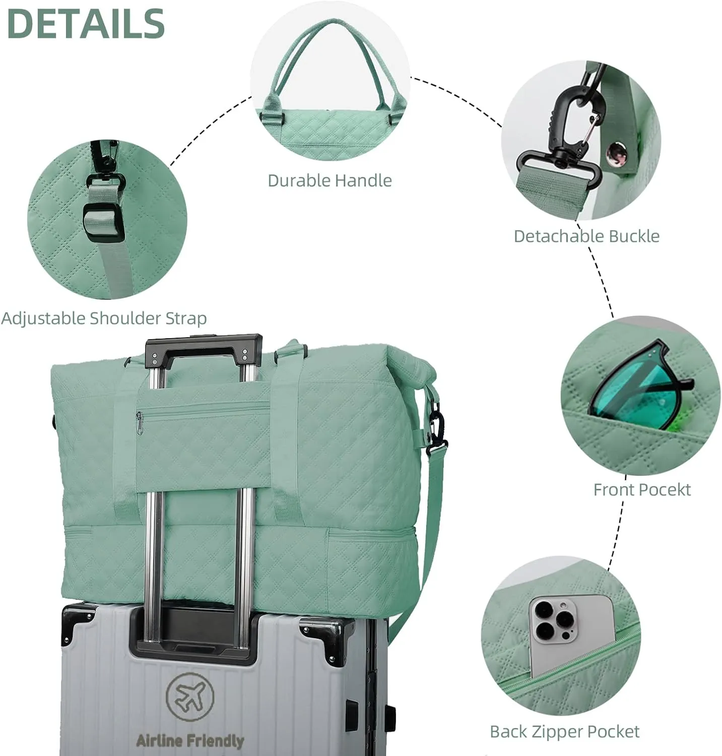 Weekender Bags for Women Travel Duffle Bag with Shoe Compartment Overnight Carry On Duffel Bag Gym Tote Bag with Toiletry Bag