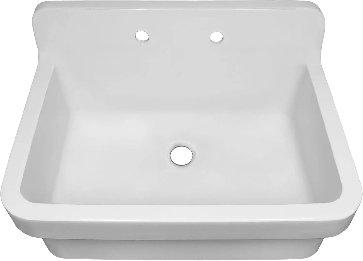 Whitehaus Old Fashioned Country Fireclay Kitchen Sink with High Backsplash, 8" Pre-Drilled Faucet Holes, 3½" Rear Center Drain, Gloss White Finish; Color: White Kitchen Sink