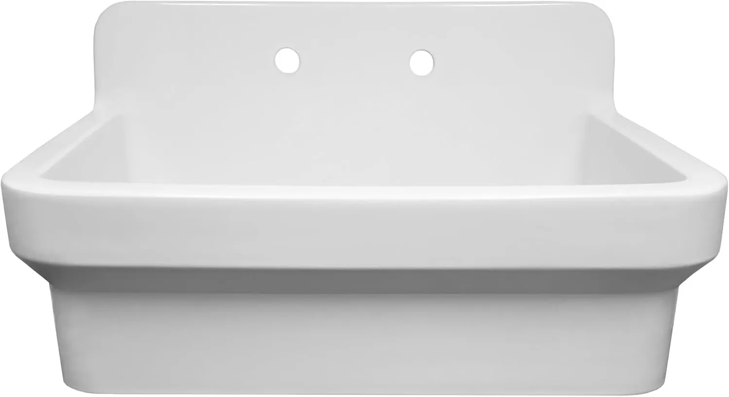 Whitehaus Old Fashioned Country Fireclay Kitchen Sink with High Backsplash, 8" Pre-Drilled Faucet Holes, 3½" Rear Center Drain, Gloss White Finish; Color: White Kitchen Sink