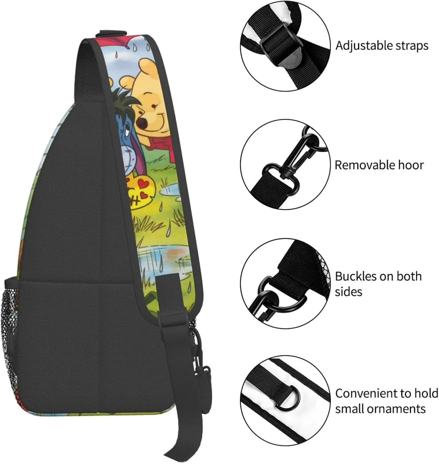 Win-nie The Pooh Crossbody Bag Sling Shoulder Bag for Outdoor Travel Sports Camping Hiking Shoulder Bags