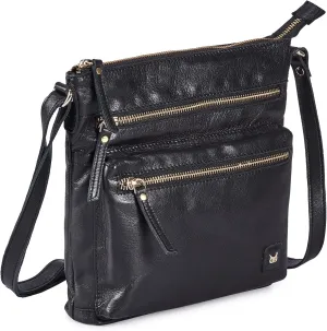 Wise Owl Accessories Small Crossbody Bags for Women Real Leather Purse Handbags Crossover Over the Shoulder Pocketbook