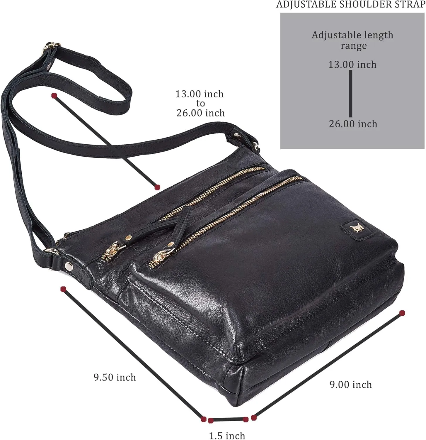 Wise Owl Accessories Small Crossbody Bags for Women Real Leather Purse Handbags Crossover Over the Shoulder Pocketbook