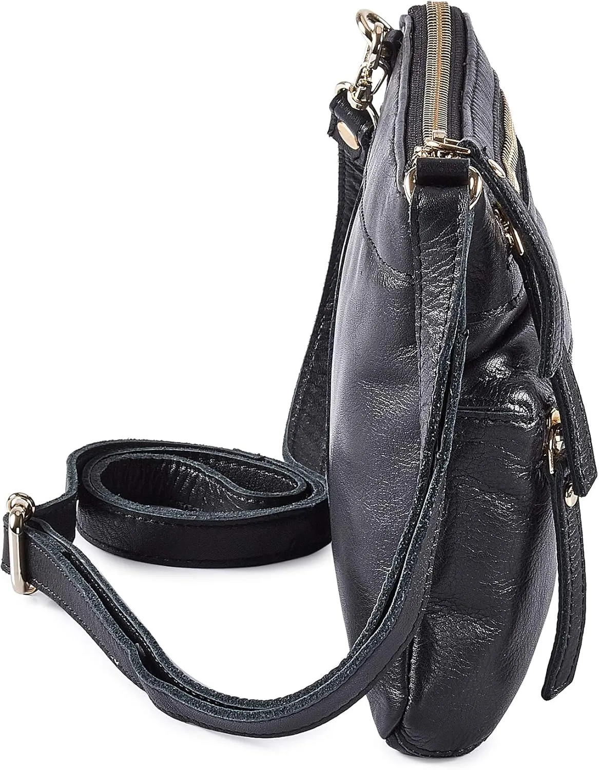 Wise Owl Accessories Small Crossbody Sling Bag Real Leather Purse for Women Crossover Trendy Shoulder Handbag
