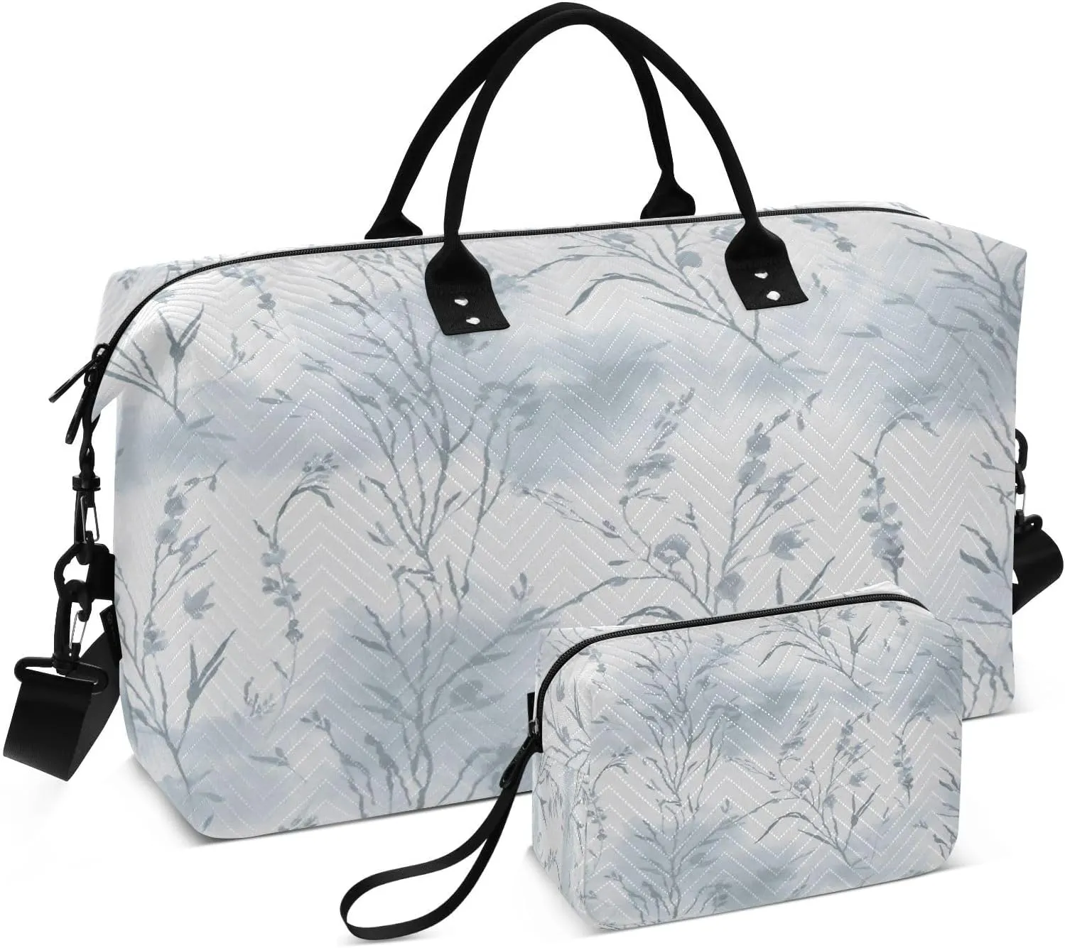 Wispy Wildflowers Travel Duffel Bag, Shoulder Weekender Overnight Bags - Large Gym Bag with Wet Pocket