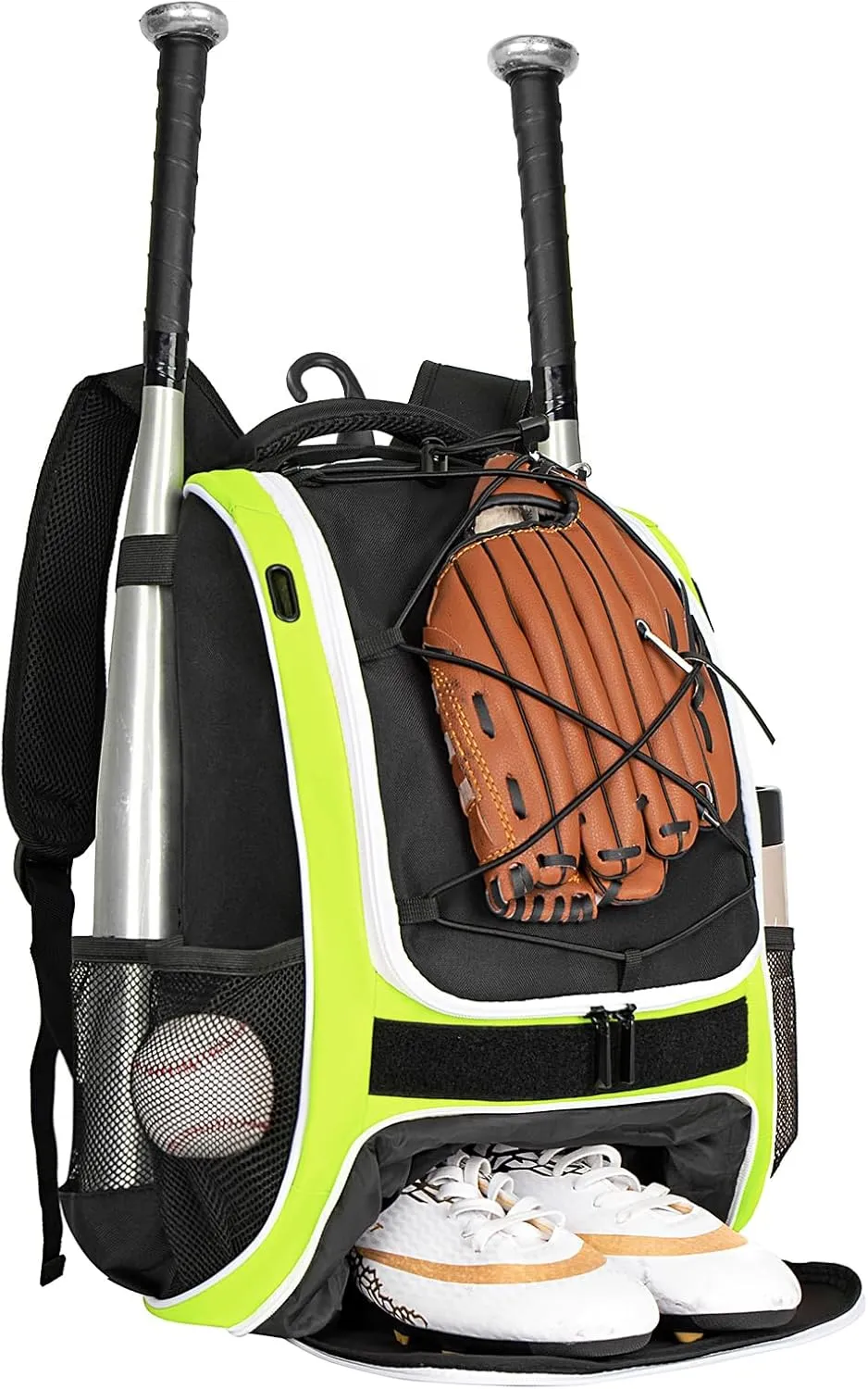 WOLT Youth Baseball Bag - Bat Backpack for Baseball, T-Ball & Softball Equipment & Gear, Bat & Glove Holder, Large Main Compartment for Helmet & accessories, Separate Shoes Compartment, Fence Hook