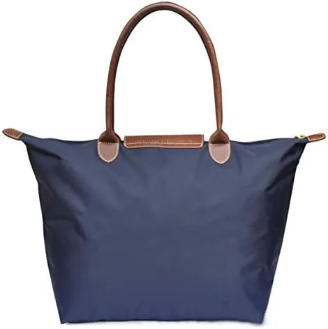Women Folding Shoulder Bag Water resistant Tote Bag Ideal for Travel Beach Bags Work Bag fits up to 15.6 inch (Blue, Medium)