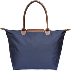 Women Folding Shoulder Bag Water resistant Tote Bag Ideal for Travel Beach Bags Work Bag fits up to 15.6 inch (Blue, Medium)