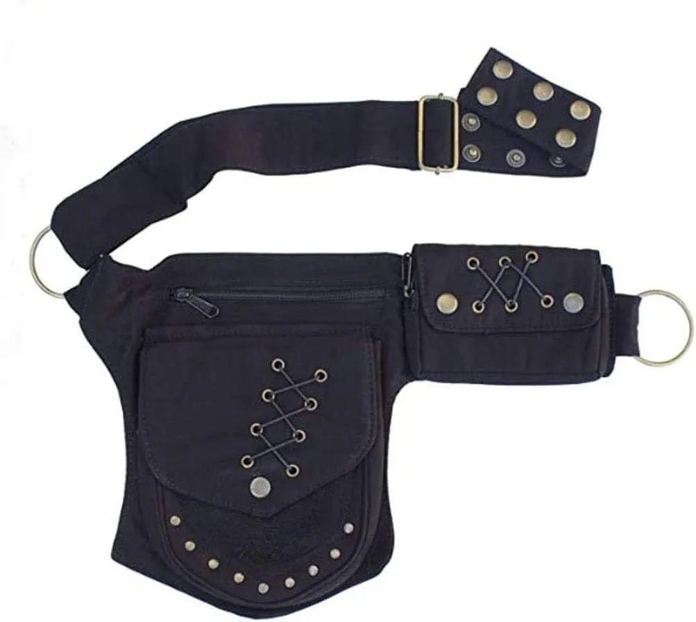 Women Waist Bag Fanny Bag Renaissance Faire Festival Chest Pack with Adjustable Belt Fashion Hip Bum Bag for Running Hiking 00/Black