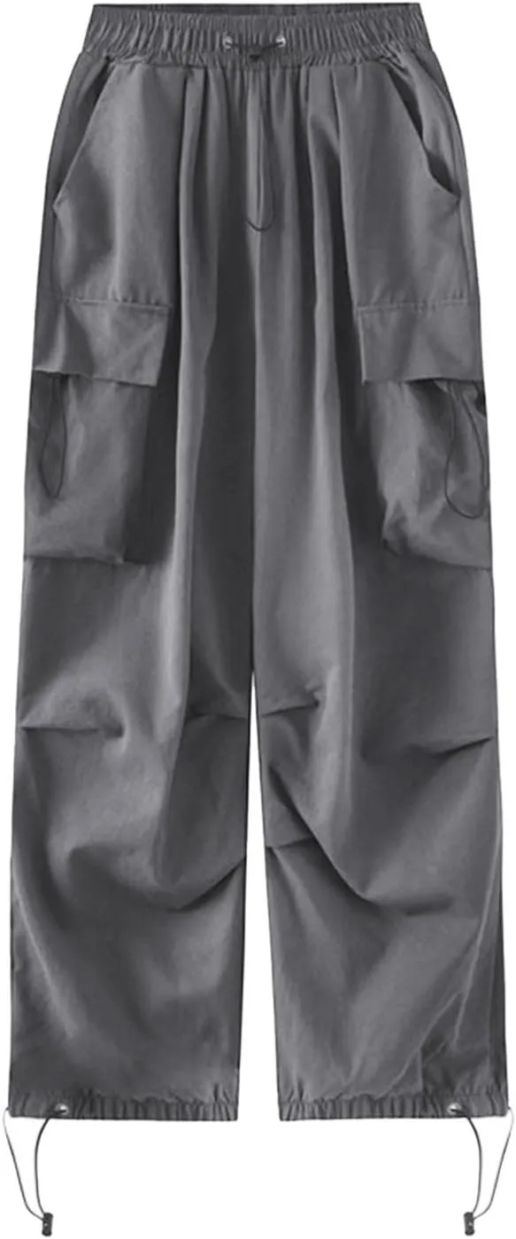 Women Y2K Cargo Jogger Pants Elastic High Waist Baggy Parachute Pants Multi Pocket Casual Loose Vintage Hiking Slacks