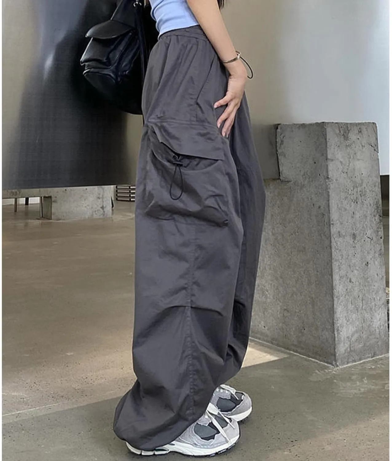 Women Y2K Cargo Jogger Pants Elastic High Waist Baggy Parachute Pants Multi Pocket Casual Loose Vintage Hiking Slacks