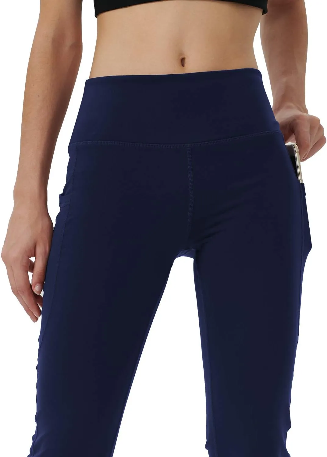 Women's Bootleg Yoga Pants with Hidden Pockets Tummy Control Running Legging Long Bootcut