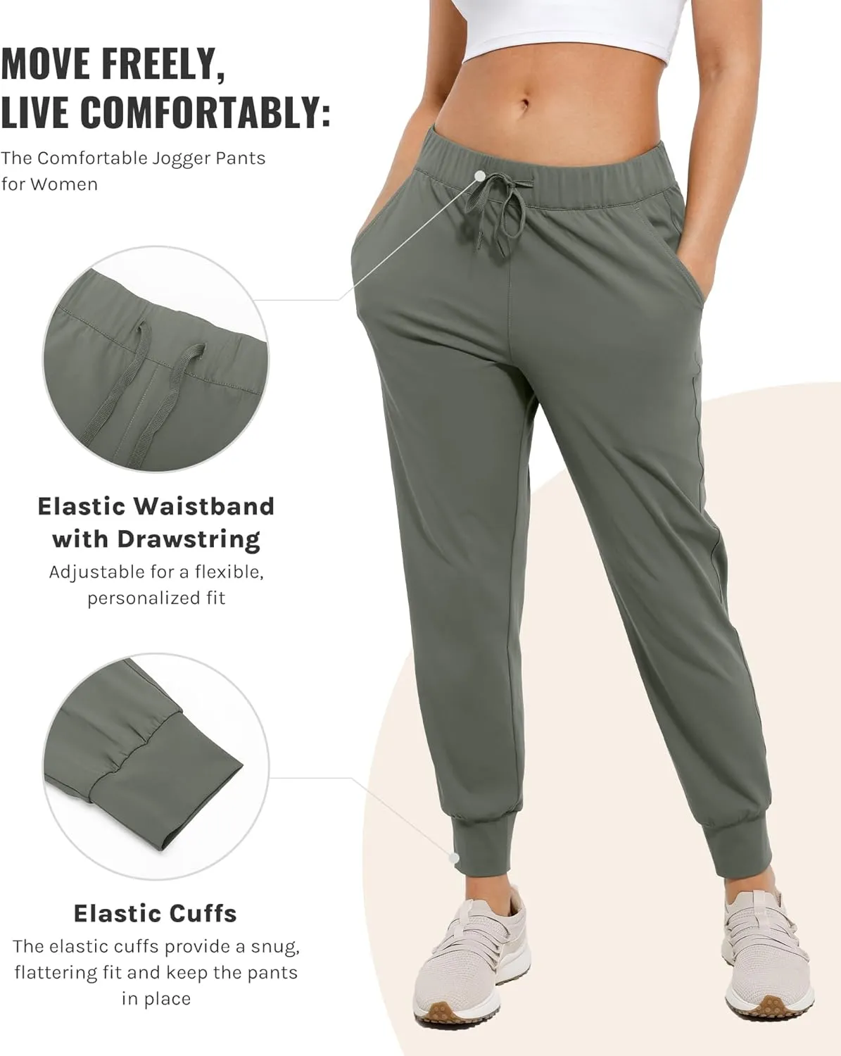 Womens Joggers with Pockets Ultra Soft Tapered Leg Joggers for Workouts and Running