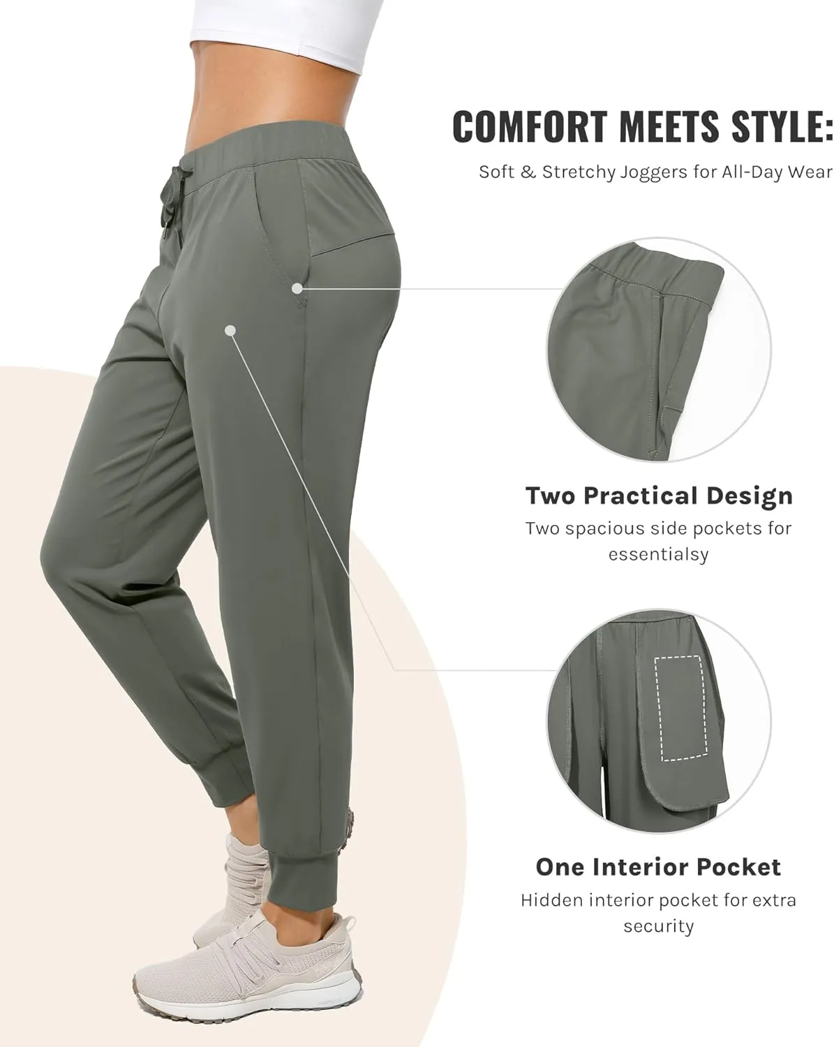 Womens Joggers with Pockets Ultra Soft Tapered Leg Joggers for Workouts and Running