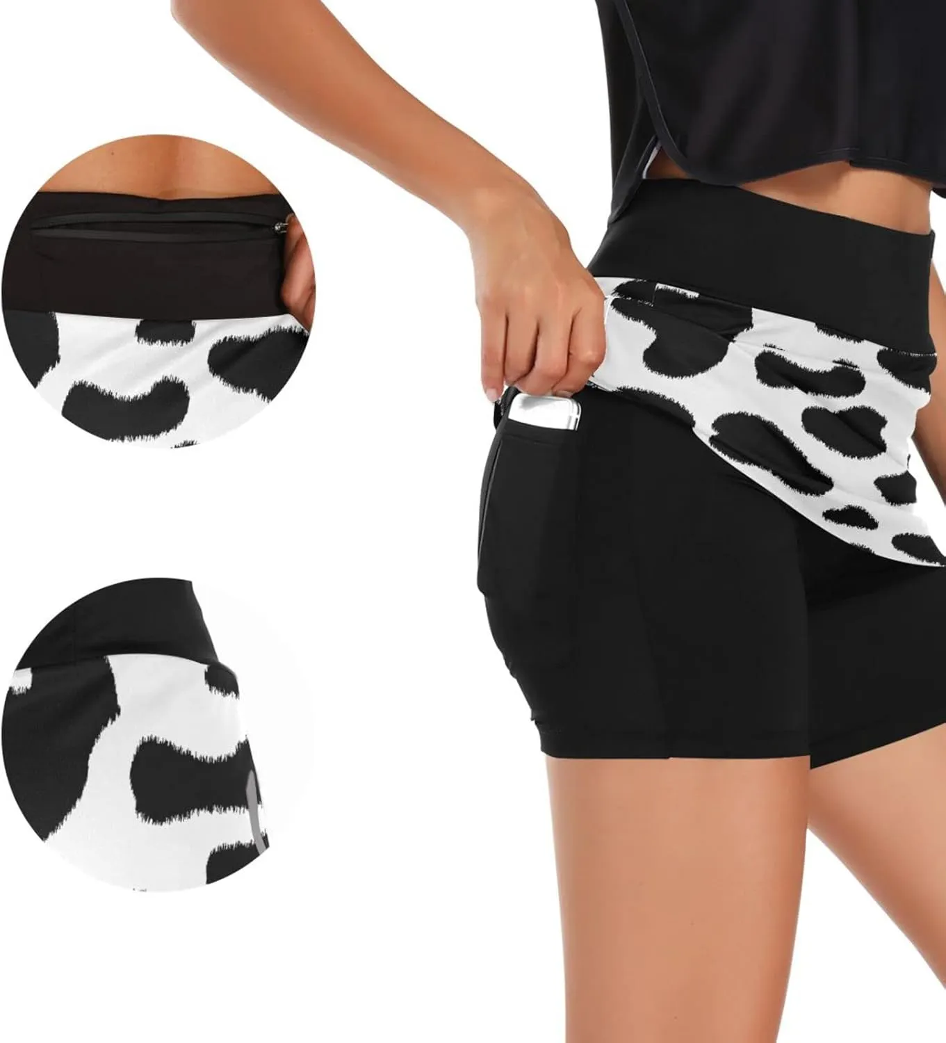 Women's Tennis Skirt Inner Shorts Lightweight Golf Casual Sports Skirt with Pockets