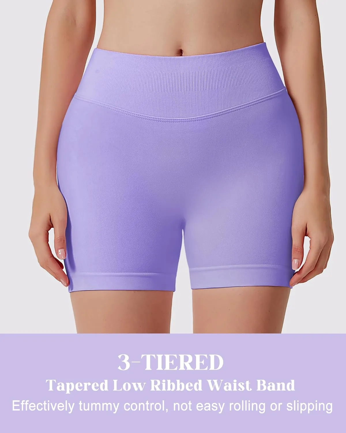 Womens Workout Gym Impact Shorts Seamless Hidden Scrunch Butt Lifting Yoga Shorts with High Waisted Tummy Control