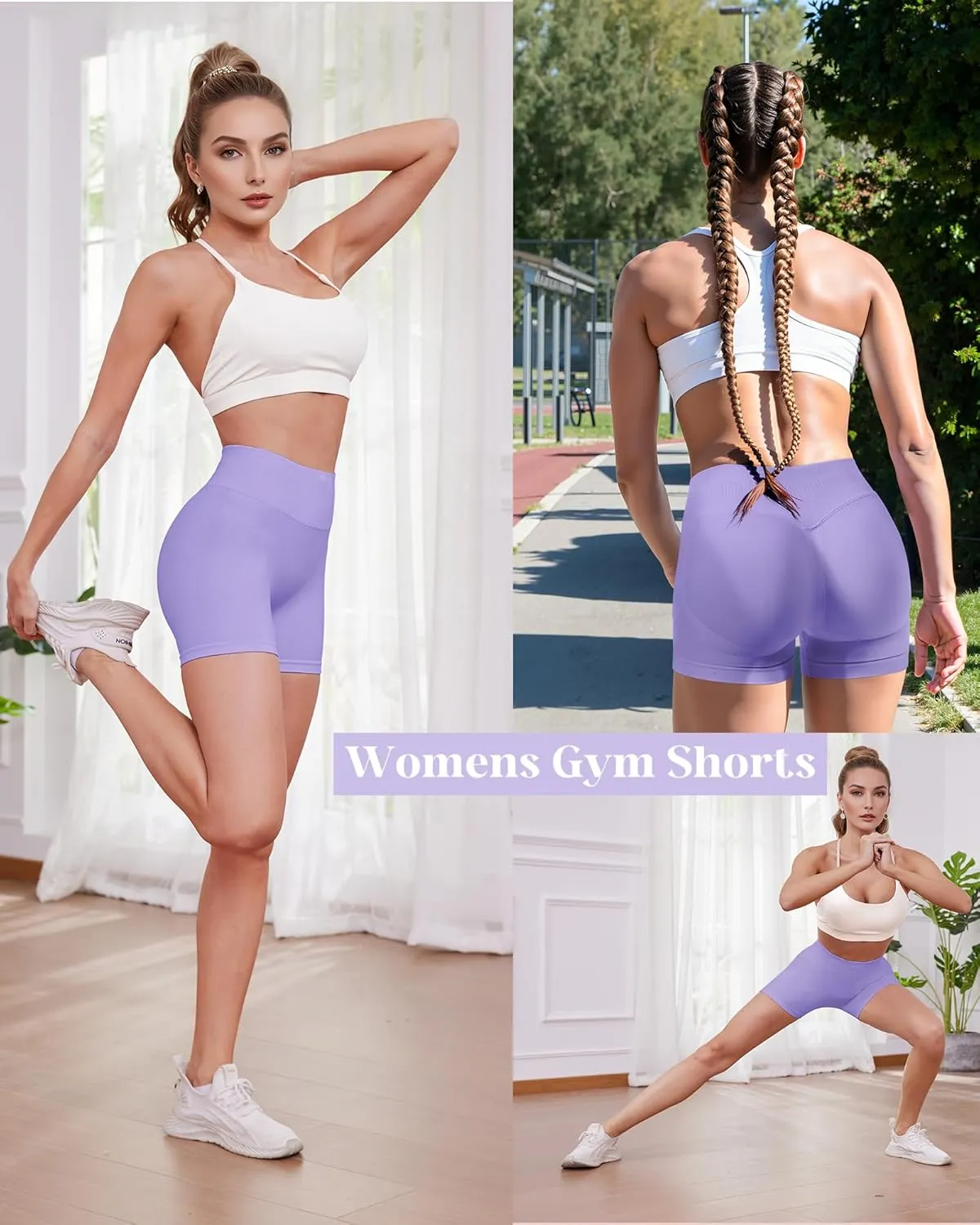 Womens Workout Gym Impact Shorts Seamless Hidden Scrunch Butt Lifting Yoga Shorts with High Waisted Tummy Control