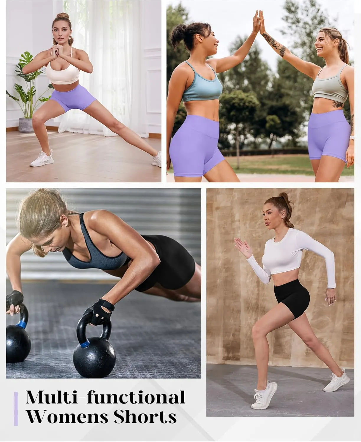 Womens Workout Gym Impact Shorts Seamless Hidden Scrunch Butt Lifting Yoga Shorts with High Waisted Tummy Control