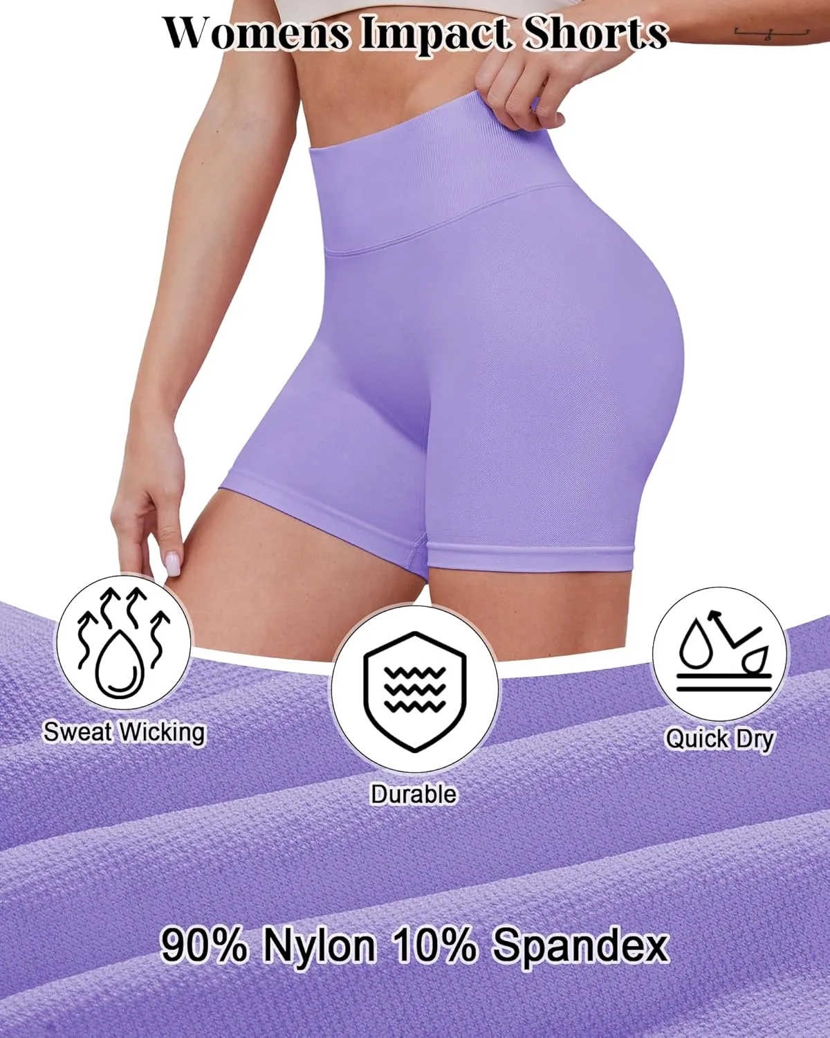 Womens Workout Gym Impact Shorts Seamless Hidden Scrunch Butt Lifting Yoga Shorts with High Waisted Tummy Control