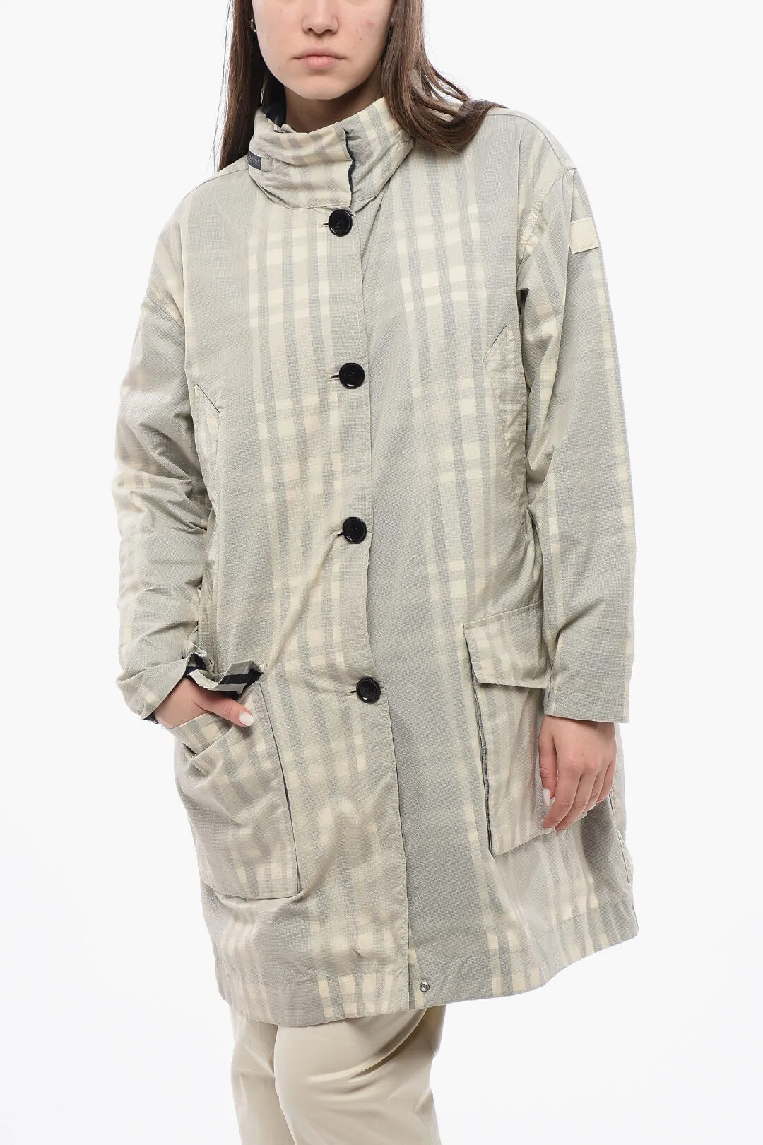 Woolrich Tartan PEONY Coat With Hidden Hood