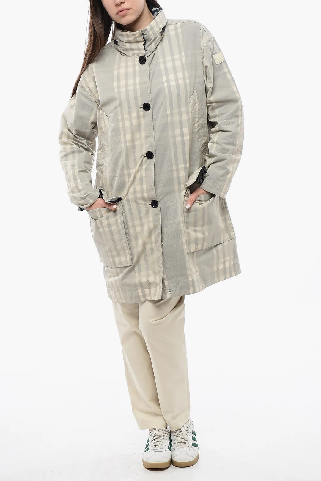 Woolrich Tartan PEONY Coat With Hidden Hood