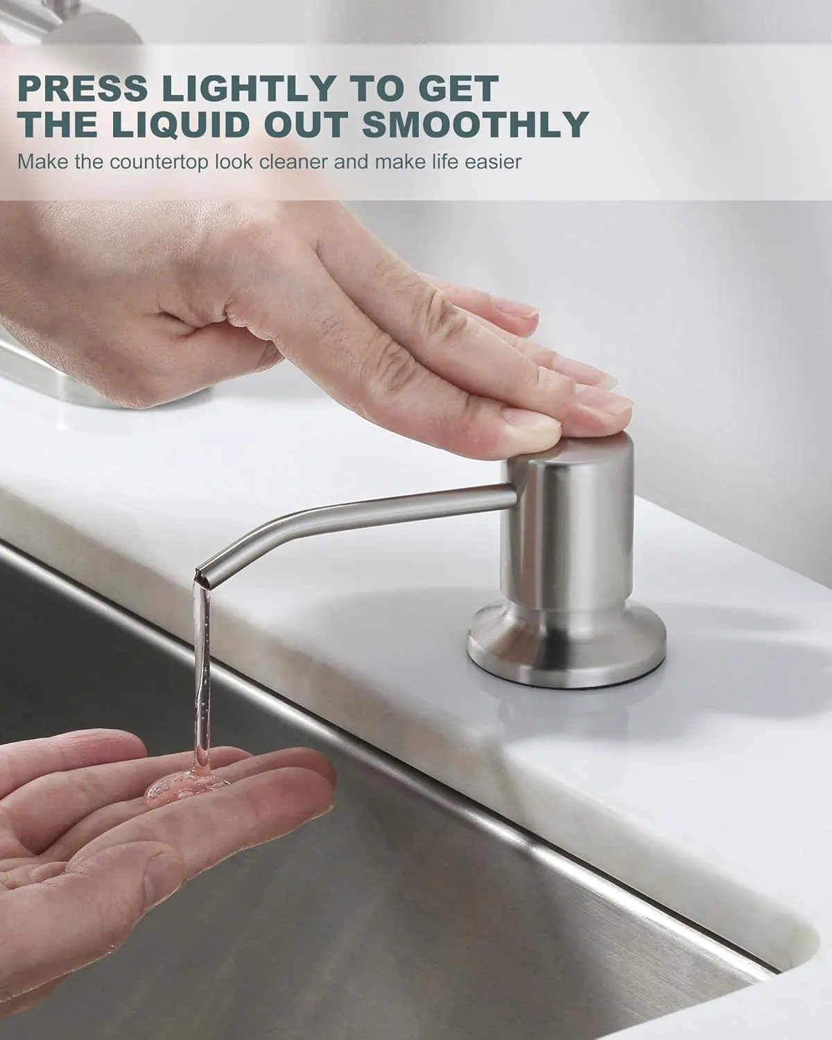 WOWOW Kitchen Faucet with Soap Dispenser, Stainless Steel Pull Down Faucet Brushed Nickel Utility Faucet Single Handle High Arc Kitchen Tap for Sink, RV, Laundry, Bar