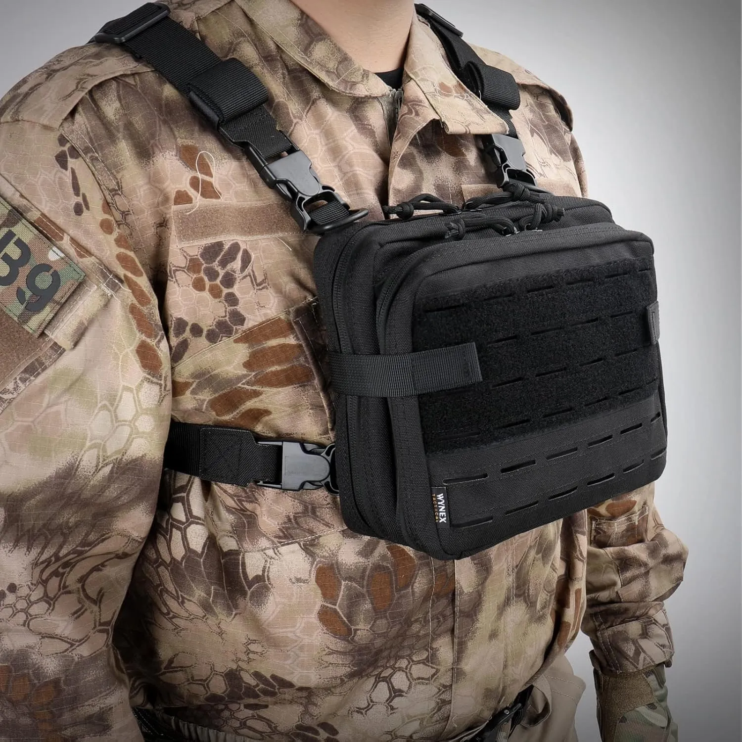 WYNEX Tactical Molle Admin Pouch of Laser Cut Design, Utility Pouches Molle Attachment Military Medical EMT Organizer with Map Pocket EDC EMT Pack IFAK Tool Holder Universal U.S.A Patch Included