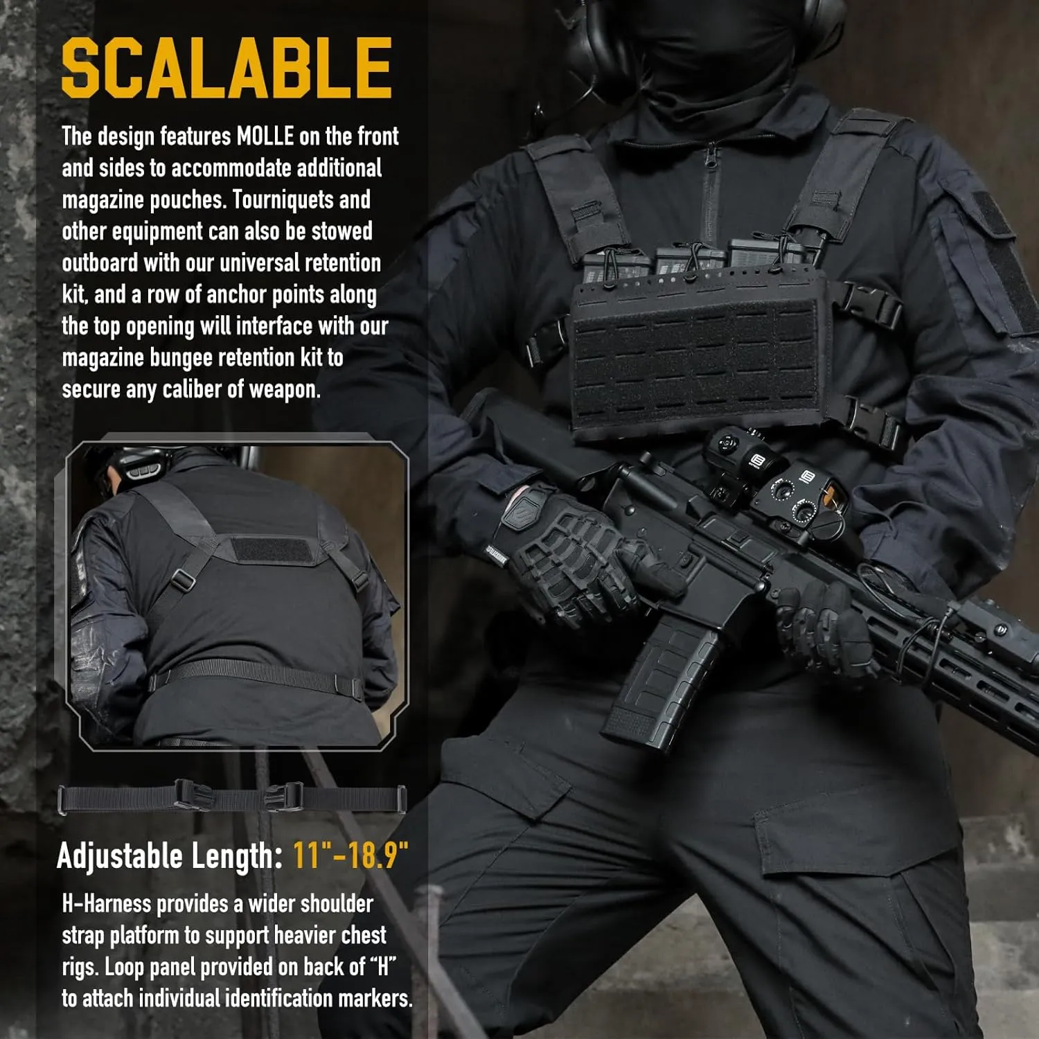 WYNEX Tactical Pouches Chest Pack Modular with Triple Magazine Insert, Molle Chest Rig Carrier